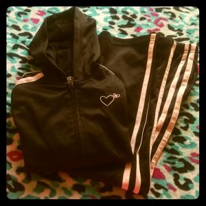 Girls' Black and White Striped Sweat Set